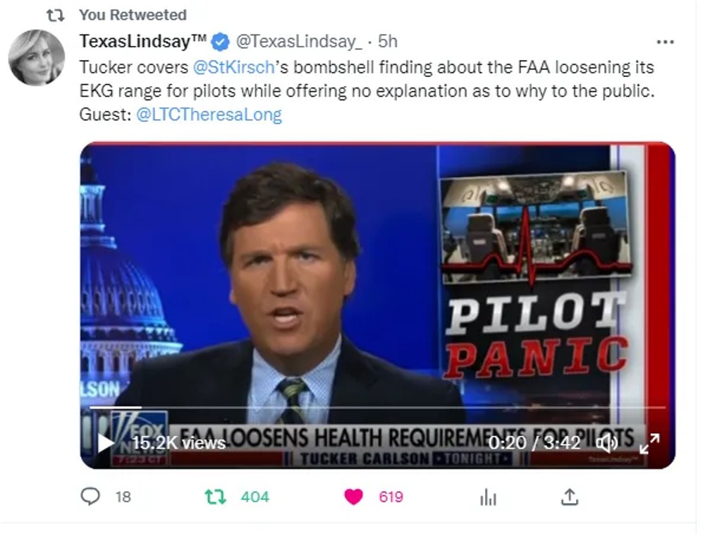 1.The FAA has very quietly tacitly admitted that the EKGs of pilots are no longer normal. We should be concerned. Very concerned