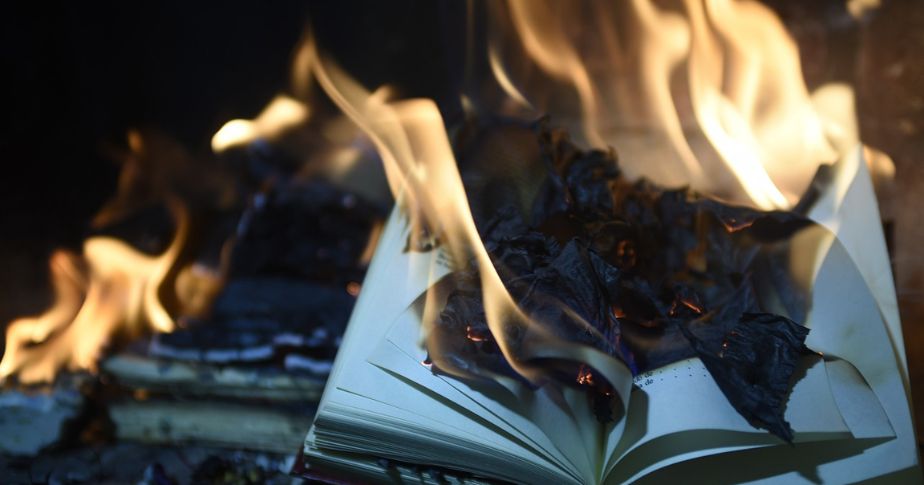 a burning book
