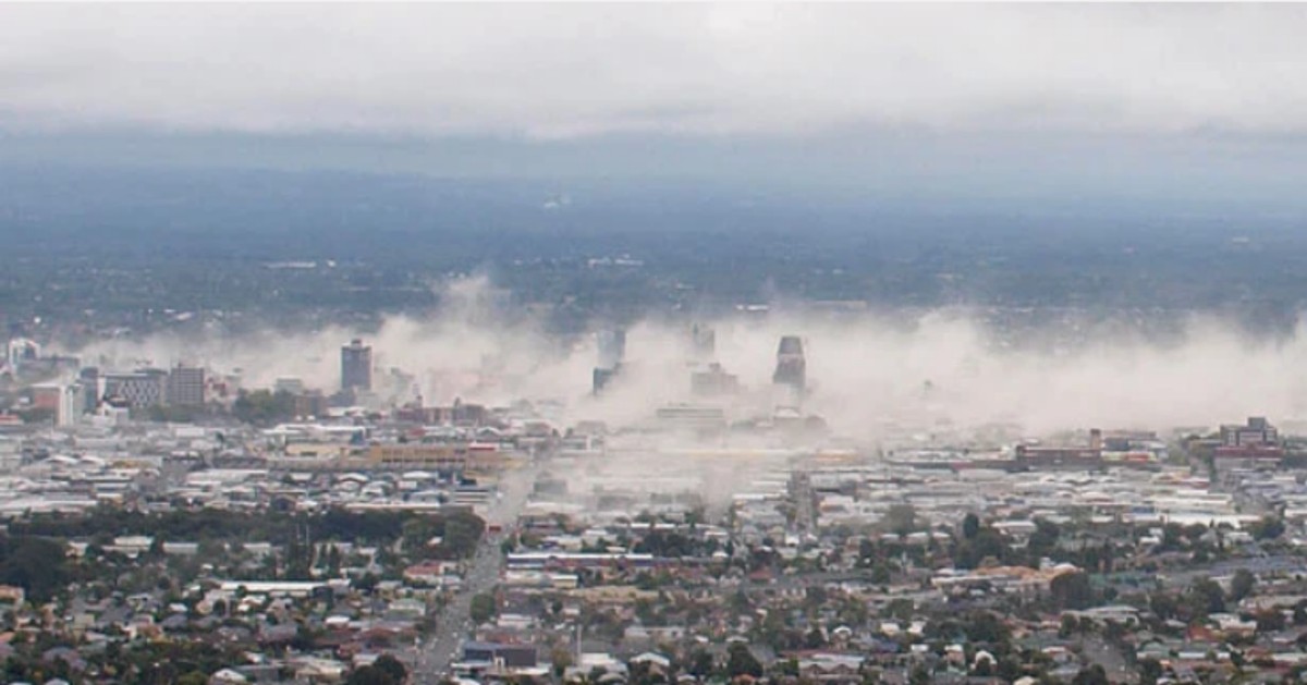 aerial view of 2011 christchurch quake NZ