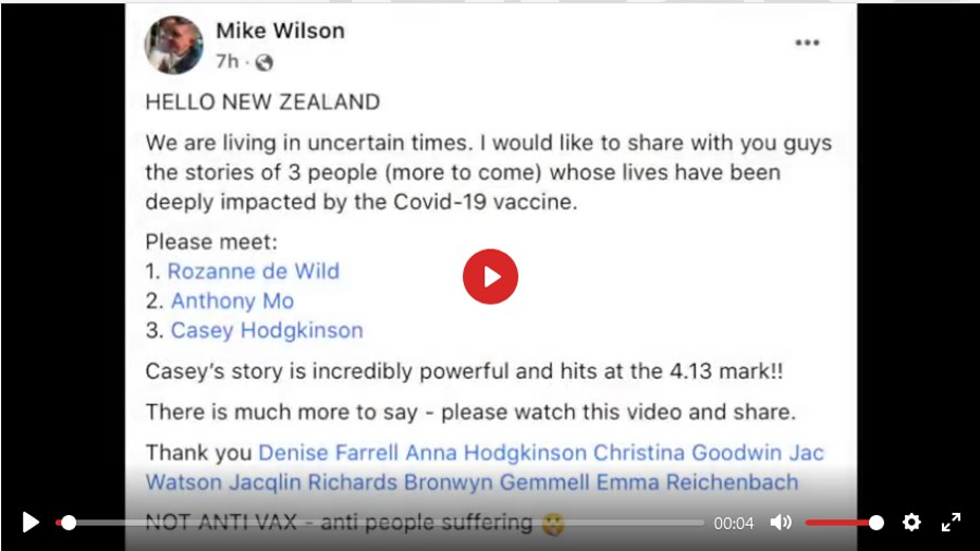 Injured by the Jab Rozanne De Wild Anthony Mo Casey Hodgkinson New Zealand 