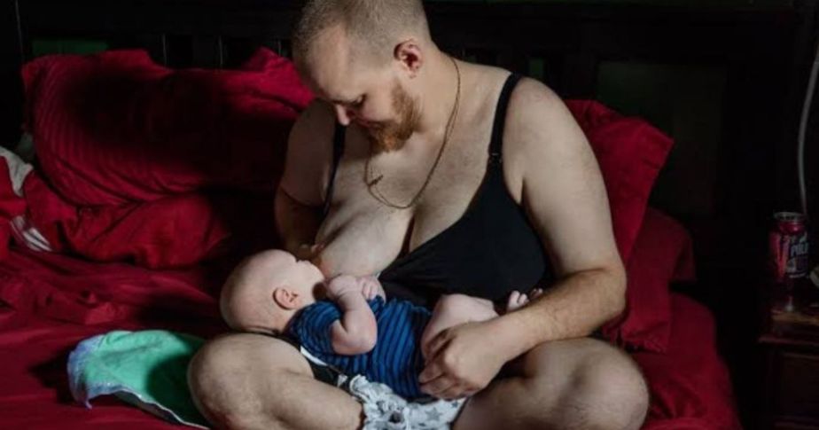 male breastfeeding baby