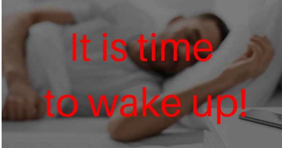 sleeping person and text wake up time